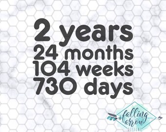 Second Birthday SVG PNG, Cute Baby 2 Year Old Girl or Boy Decal Instant Digital Download, Silhouette Cut file, Cricut Cut File