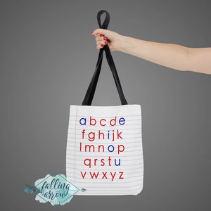Montessori Teacher Tote Bag Alphabet Canvas Bag ABC Movable Alphabet Gift for Montessori Teacher