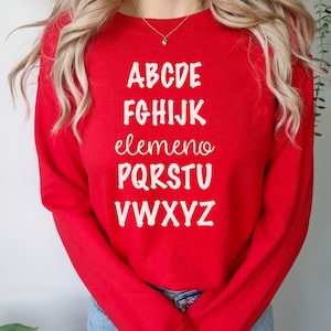 Funny Teacher ABC Crewneck Sweatshirt, ABC song, elemeno alphabet Cozy Sweater for Preschool Kindergarten Elementary Teacher
