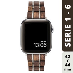 TENSE // Wooden Bracelet for Apple Watch Walnut Silver - TENSE // The Wooden Watch