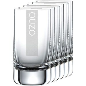 OUZO glasses set of 6, Cool series with engraving | 6 pieces of 5cl glasses from Schott | Dishwasher safe | Shot glasses Ouzo glasses