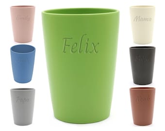 Sustainable drinking cup / toothbrush cup made of bio-polymer (100% petroleum-free!) sustainably personalized with name engraving