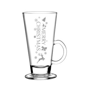MERRY CHRISTMAS GLASSES - 265ml glass for mulled wine, punch or tea with laser engraving - Christmas cup Christmas glass with handle