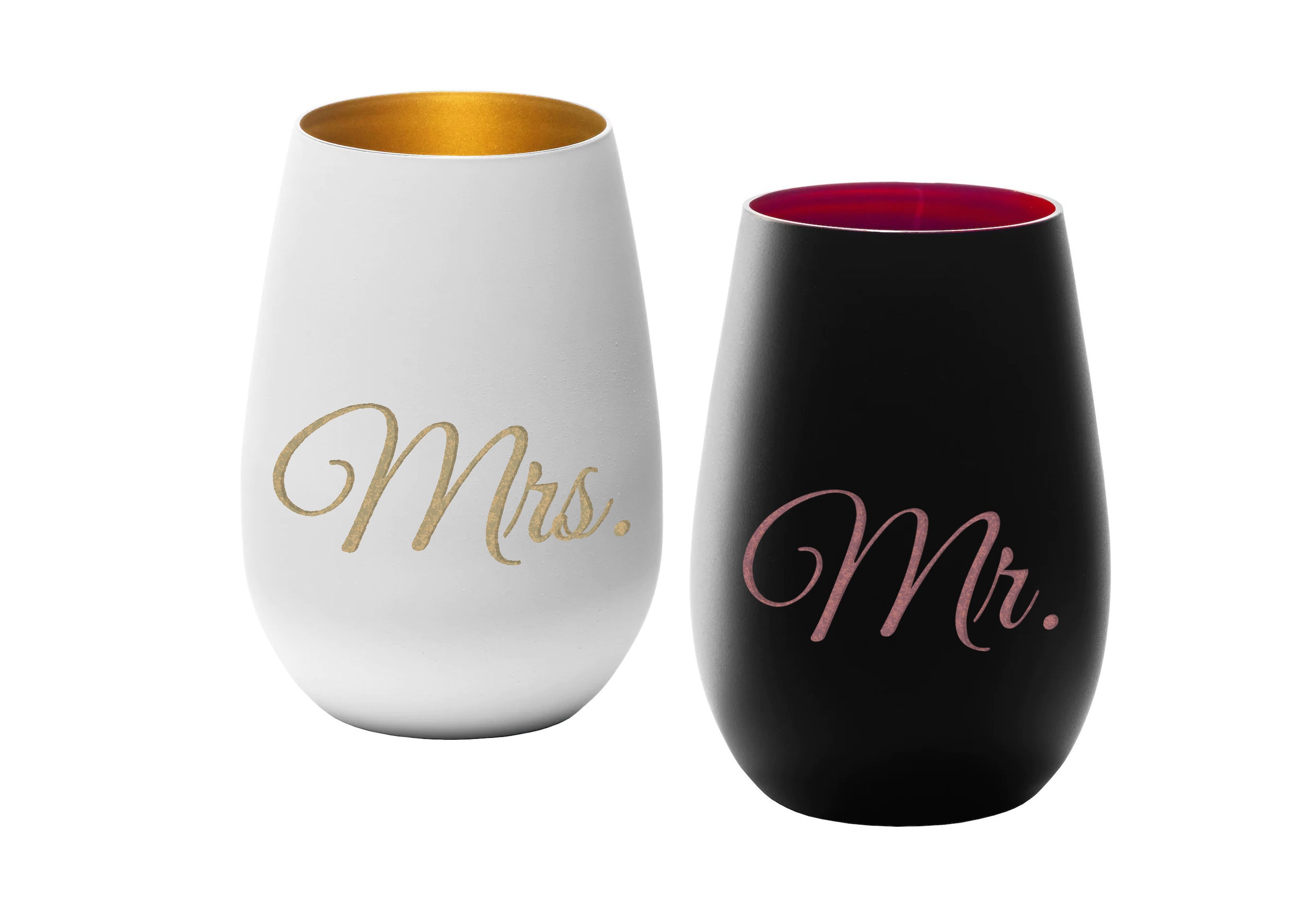 MR & MRS 2-pack drinking glasses translucent | Mister Miss man woman gift for couples also as a lantern