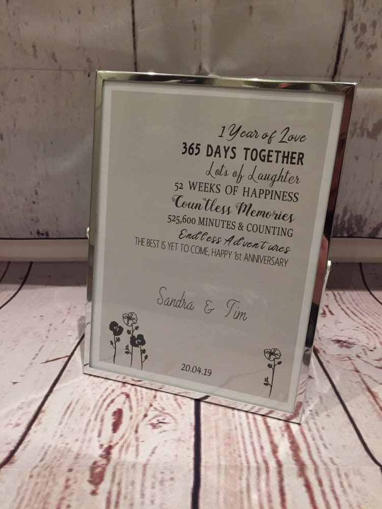 Personalised 1st Anniversary Frame Etsy