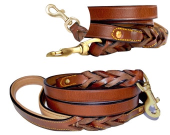 Shwaan Heavy Duty Leather Braided Dog Leash, Brown 6ft x 3/4 " Top Quality Leather Free Express shipping Valentine's Day Gift