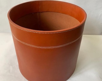 Shwaan Cylindrical Round Leather Trash Can |Harness Leather|Dustbin |Office Use|Multipurpose Trash Can Entry Way|Door Bin| Easter Gift