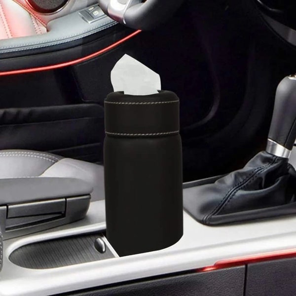 Boîte à mouchoirs cylindrique de luxe Shwaan pour voiture, en cuir PU avec 100 poignées de mouchoirs en papier ou tous les porte-gobelets pour voiture Saint-Valentin