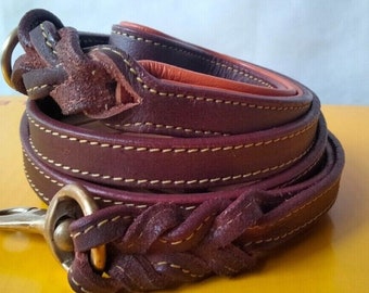 Shwaan Heavy Duty Leather Braided Dog Leash, Brown 8ft to 5ft x 3/4 " Top Quality Leather Free Express shipping Love Gift