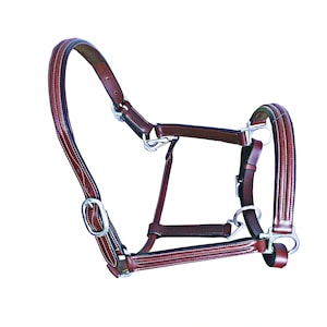 Halter For Horse Premium Leather Handmade Padded Chrome Fittings Triple Stitched Breakaway Safety Halloween Gift