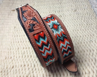 Shwaan Leather Dog Collar Beaded Hand Tooled HandCrafted Well Padded Dog Collar Beaded Designer Pet Accessories fashion Valentine’s Day Gift