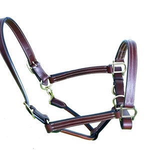 Halter For Horse Premium Leather Handmade Padded Brass Fittings Triple Stitched Breakaway Safety  Valentine’s Day Gift