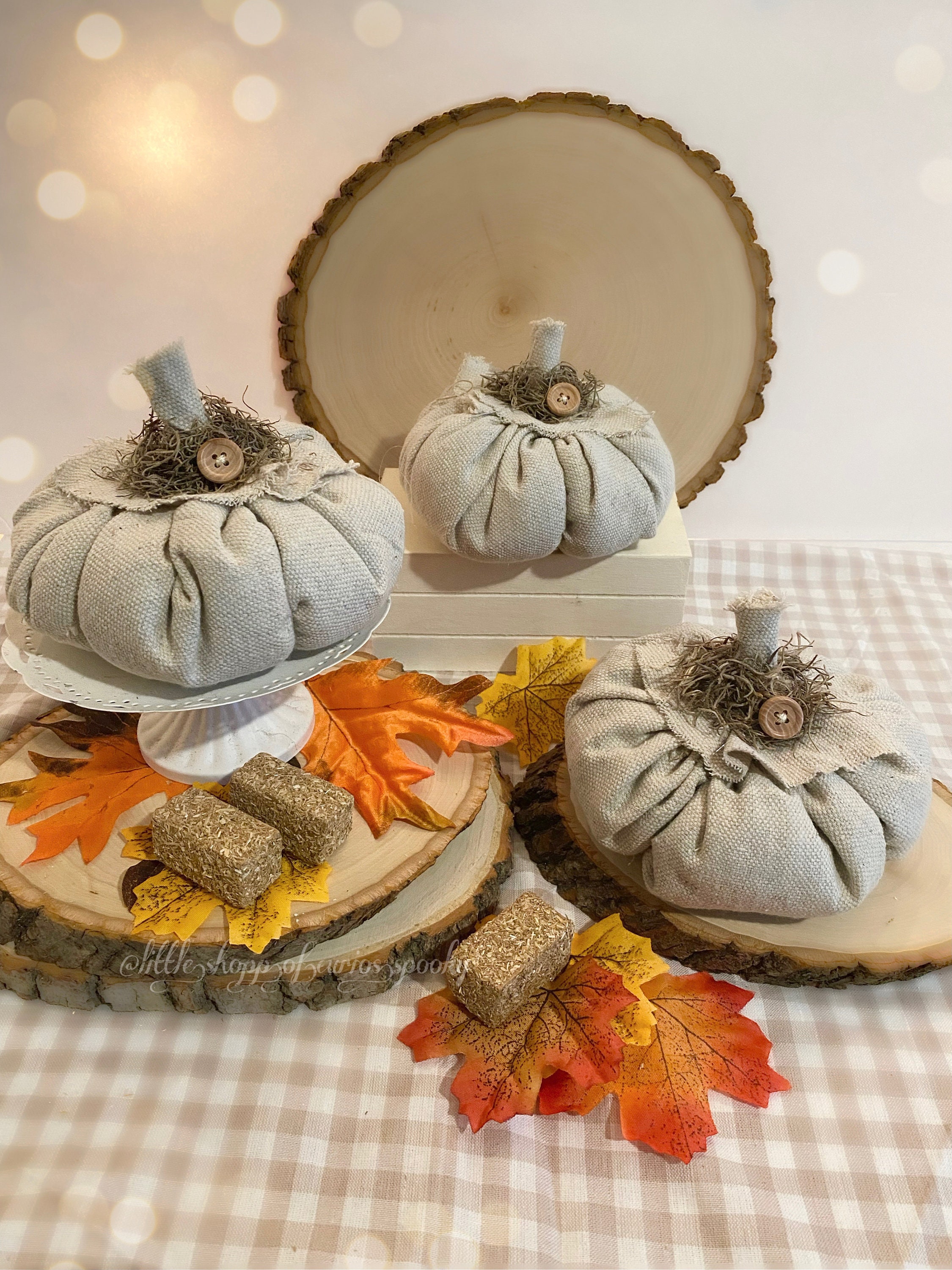 Ornaments & Accents Set of 3 Primitive Halloween Pumpkins Home Décor ...