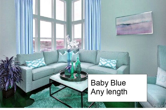 1 Pair Baby Blue Extra Long Curtains Any Length Poli Poplin Soft Touch 2 Story Drapes Great Room Curtains For High Ceilings