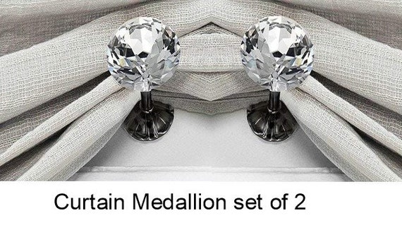 2 Curtain Medallions Crystal Curtain Medallion Curtain Tieback Etsy