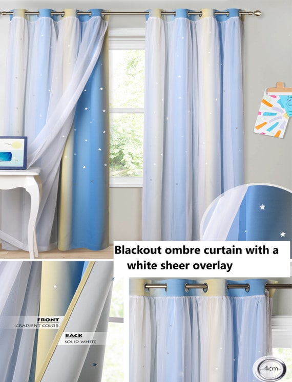 Ombre Curtains With Sheer Overlay From Small Window Curtains Etsy