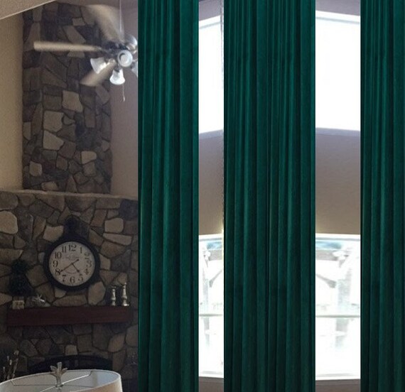Blackout Curtains 2 Story Drapes Thick Green Velvet Extra Long Curtain Any Length Great Room Curtains For High Ceilings