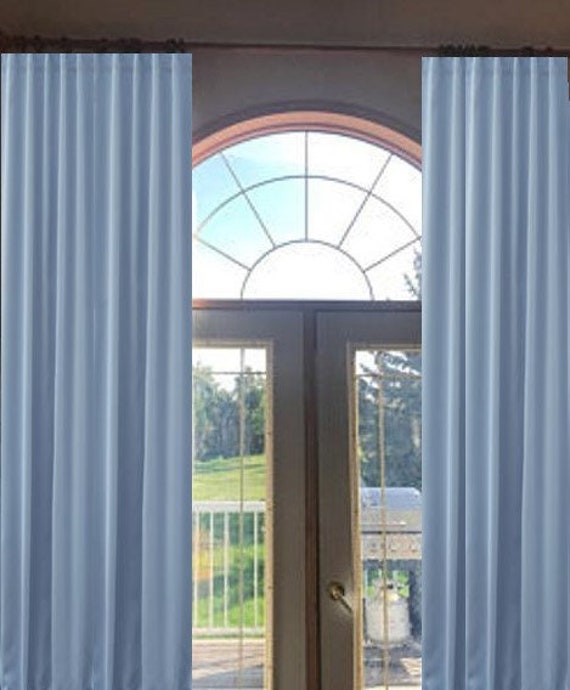 Any Length 1 Set Of Blue Linen Extra Long Curtains 2 Story Drapes Great Room Curtains For High Ceilings