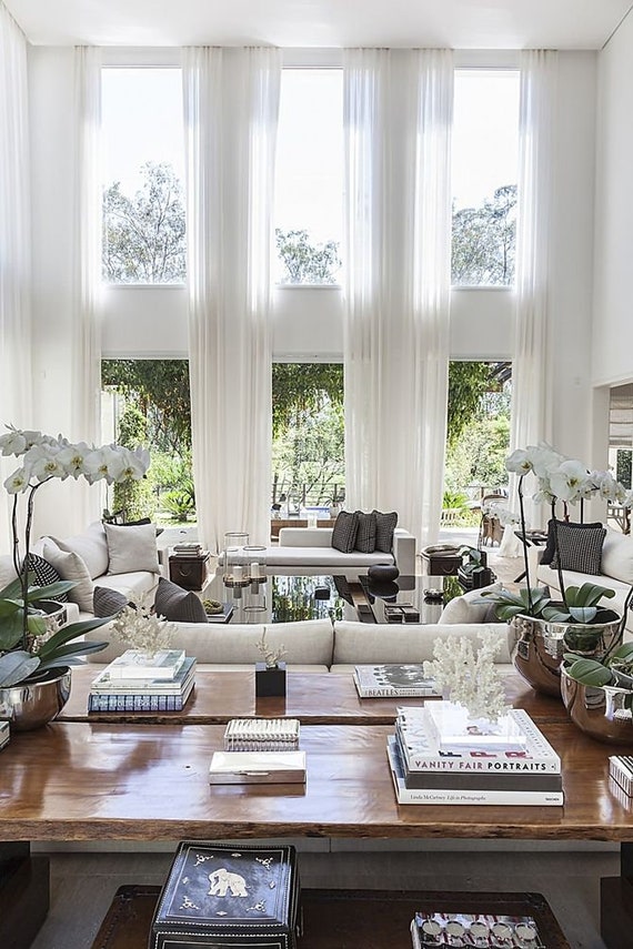 1 Set White Linen Extra Long Curtains Any Length You Need 2 Story Drapes Great Room Curtains For High Ceilings Linen Scarf Valance