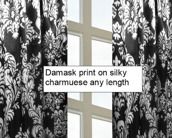 2 Panels Damask Silky Extra Long Curtain Any Length 2 Story Drapes Great Room Curtains For High Ceilings