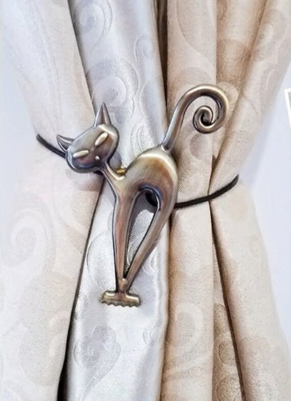 Cat Design Magnetic Tiebacks For Curtains Curtain Hook 2 Etsy