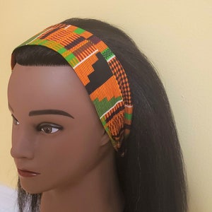 Orange Kente Headband | Colorful Headband | Cotton Headband with Elastic