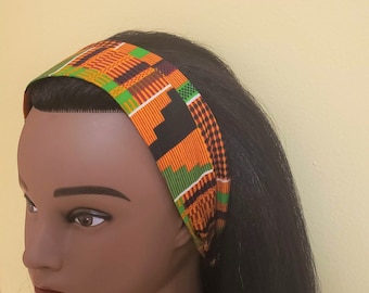 Orange Kente Headband | Colorful Headband | Cotton Headband with Elastic