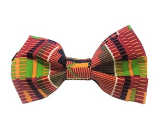 Men&#39;s and Boys&#39; Bow Tie | Orange, Green, Black Kente Bow Tie | Men&#39;s Bow Tie | Boys Bow Tie | Wedding Bow Tie | Bow Tie for Weddings, Proms
