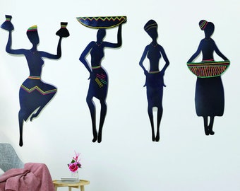 African Woman Wall Art Set for Home Decor | Wooden Wall Art | Room Decor | Housewarming Gift