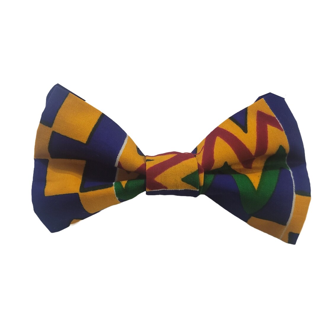 Handmade Kente Bow Tie – Men's Fashion Accessory, Multicolored Cotton, Clip-On