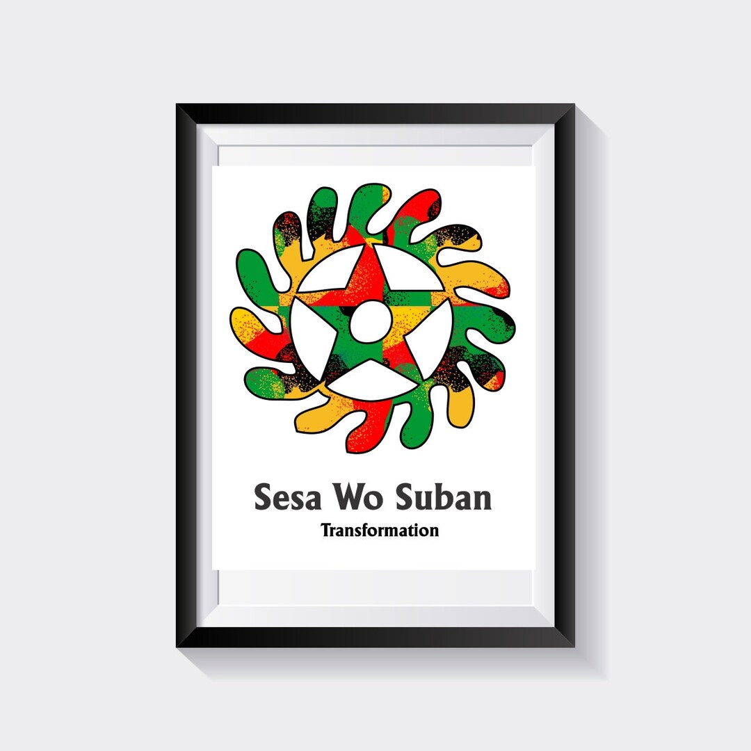 African Wall Art | Adinkra Wall Art | Sesa Wo Suban | Transformation | Wall Decor | Colorful ...