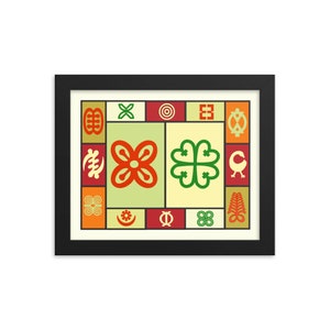 Framed African Art For Home Decor | Adinkra Symbols Wall Art