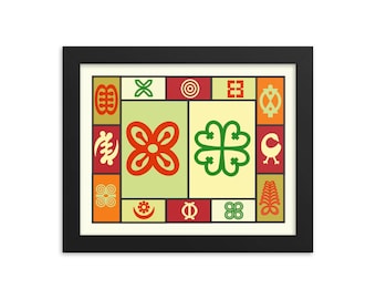 Framed African Art For Home Decor | Adinkra Symbols Wall Art