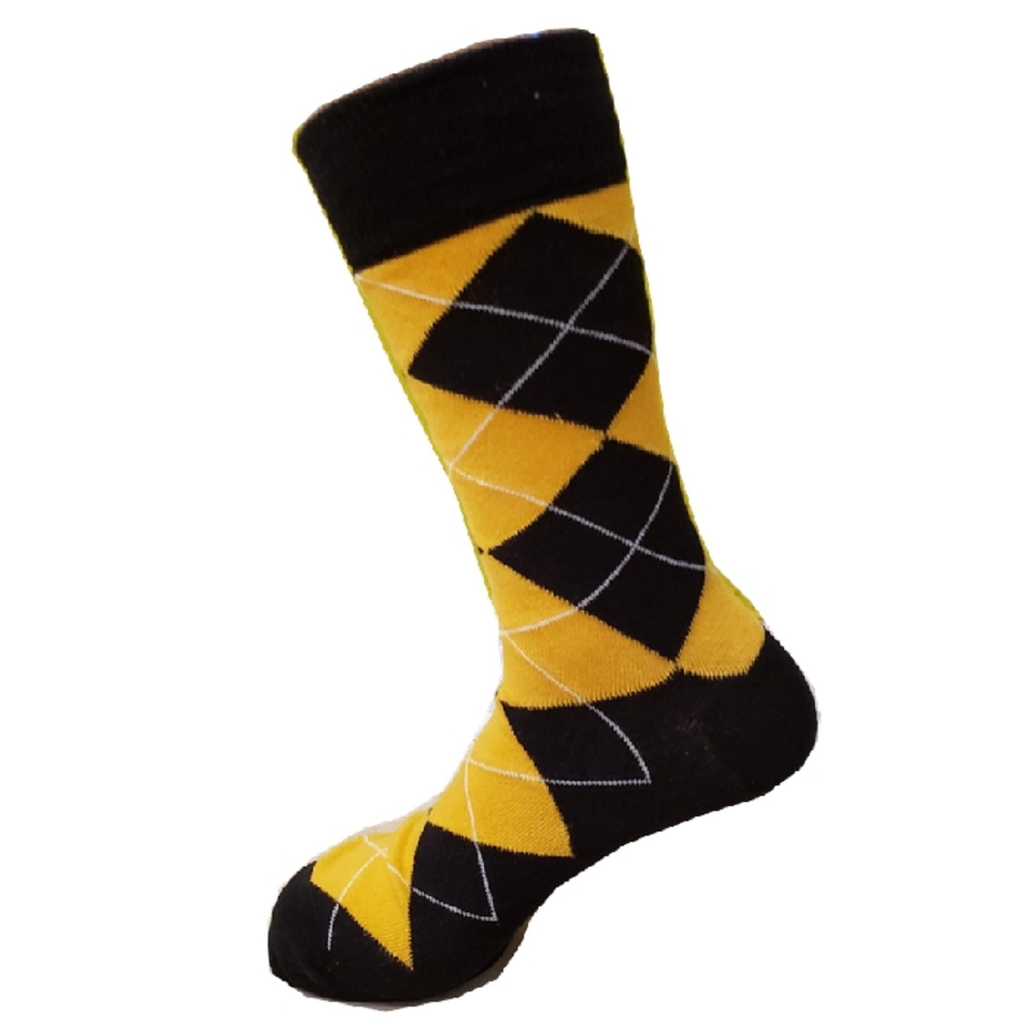 Dress Socks Black Gold Argyle Socks Colorful Socks Etsy UK