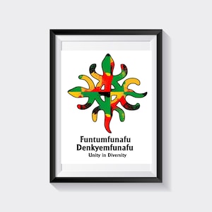 African Wall Art | Adinkra Wall Art | Funtunfunefu Denkyemfunefu | Unity | Wall Decor | Colorful Print