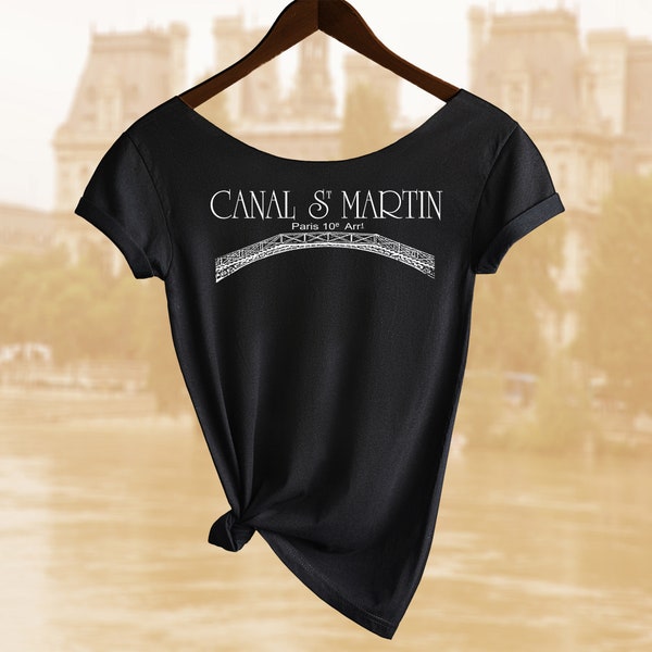 Paris Canal Saint Martin shirt. Women's Off  Shoulder Slouchy Top. Also in Unisex. Buy any 2 shirts or top and get a 3rd Shirt FREE!!