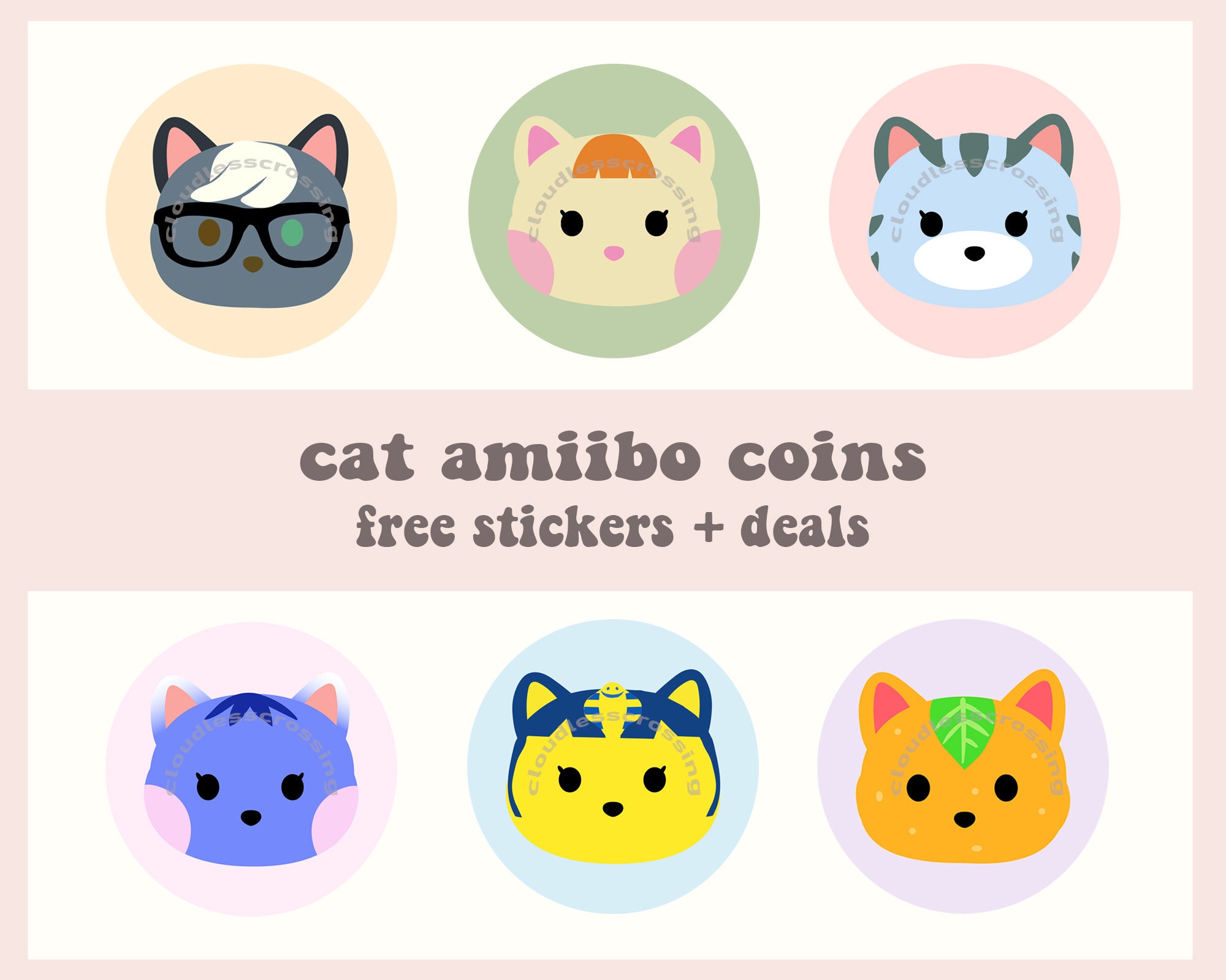 Cat Illustrated ACNH NFC Coins. All Characters Series 15, and