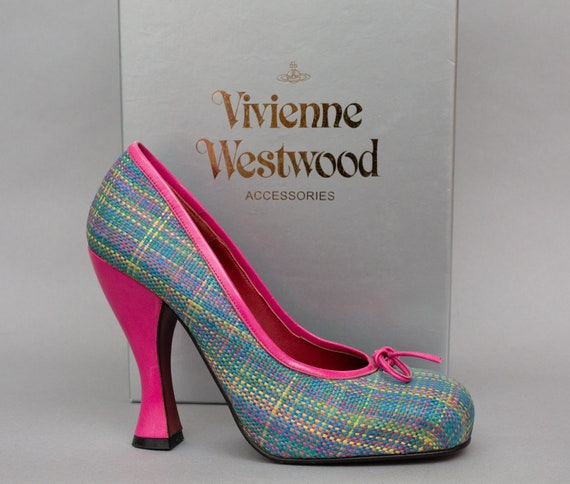 Vivienne Westwood Womens Pink and Green Tartan Sho