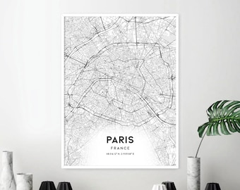 Paris Road Map Etsy