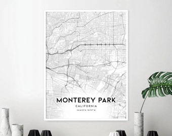 MONTEREY California CA USA map poster black white Hometown City Print Modern Home Decor Office Decoration Wall Art Dorm Bedroom Gift