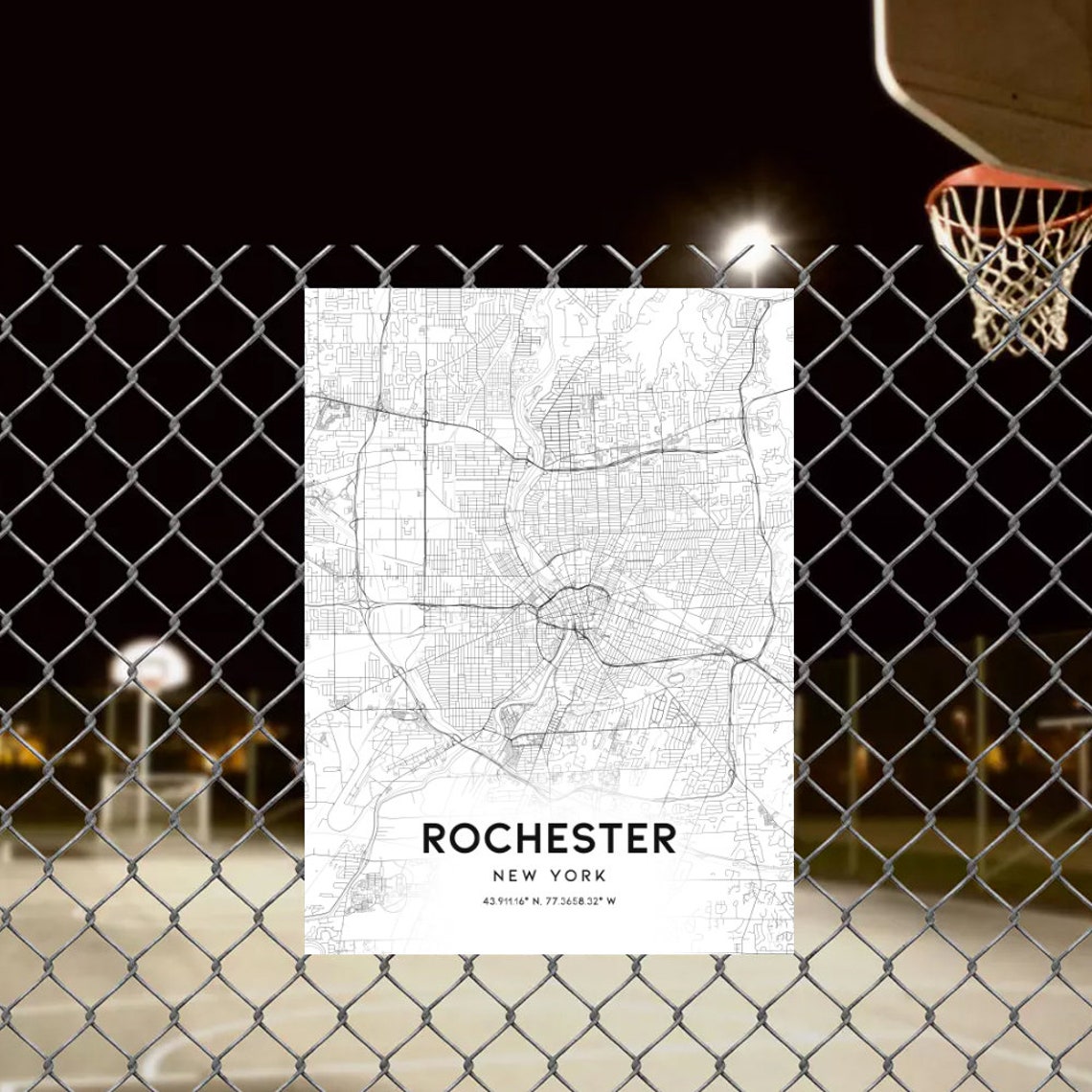 Rochester Map Print Rochester Map Poster Wall Art Ny United | Etsy