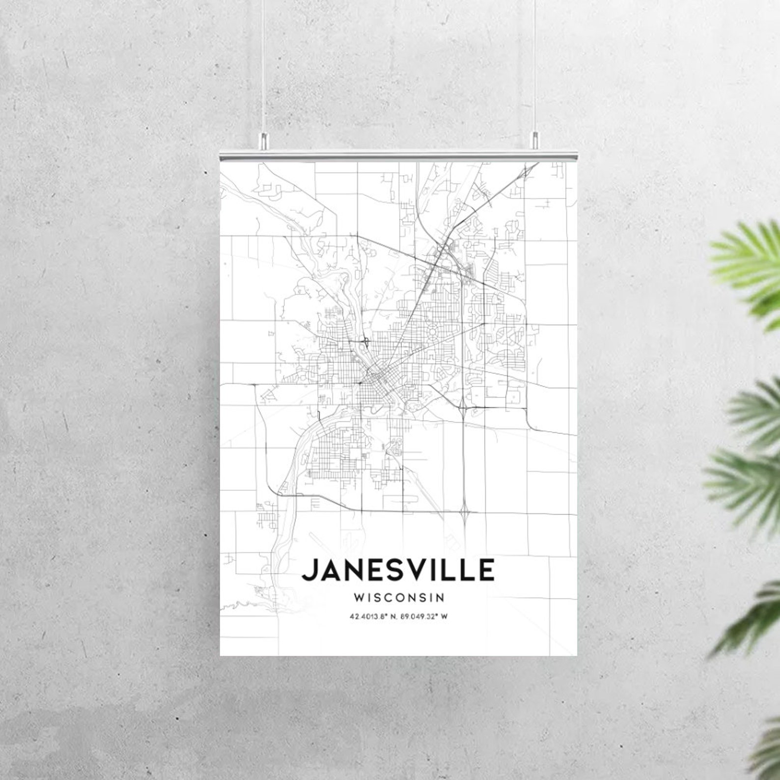 Janesville Map Print Janesville Map Poster Wall Art Wi | Etsy