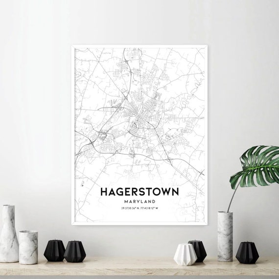 Hagerstown Map Print Hagerstown Map Poster Wall Art Md Etsy