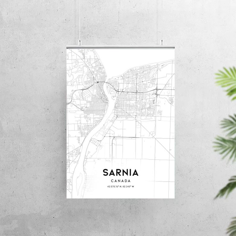 Sarnia Map Print Sarnia Map Poster Wall Art Sarnia Canada Etsy Canada