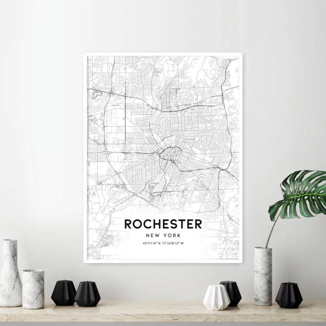 Rochester Map Print Rochester Map Poster Wall Art Ny United | Etsy