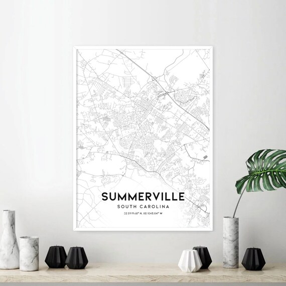 Summerville Map Print Summerville Map Poster Wall Art Sc Etsy