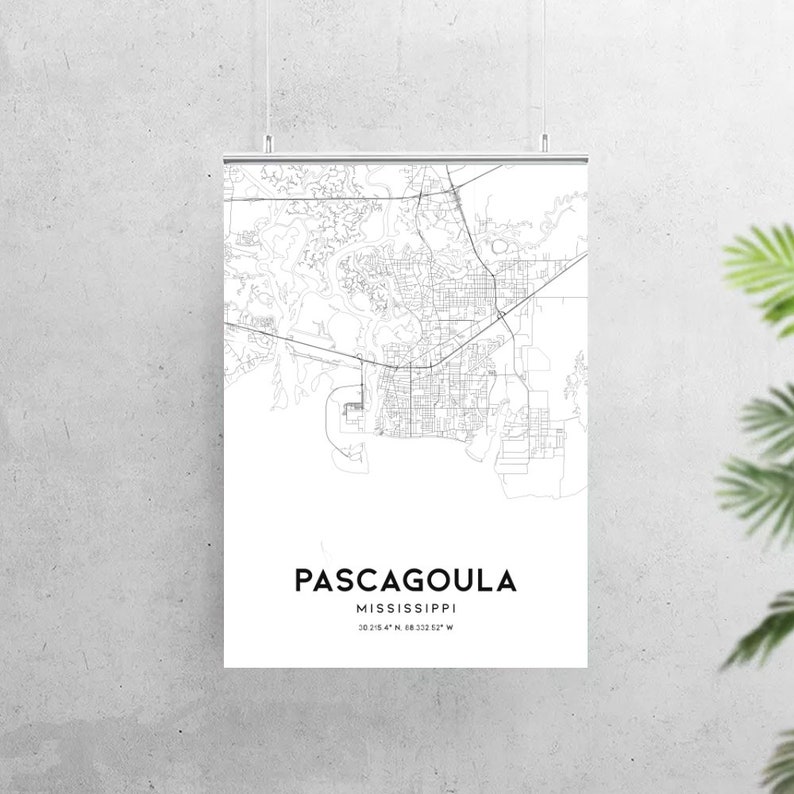Pascagoula Map Print Pascagoula Map Poster Wall Art Ms Etsy