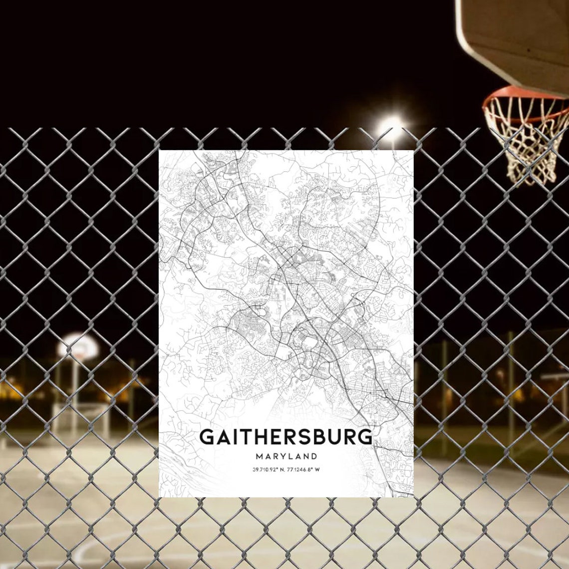 Gaithersburg Map Print Gaithersburg Map Poster Wall Art Md Etsy