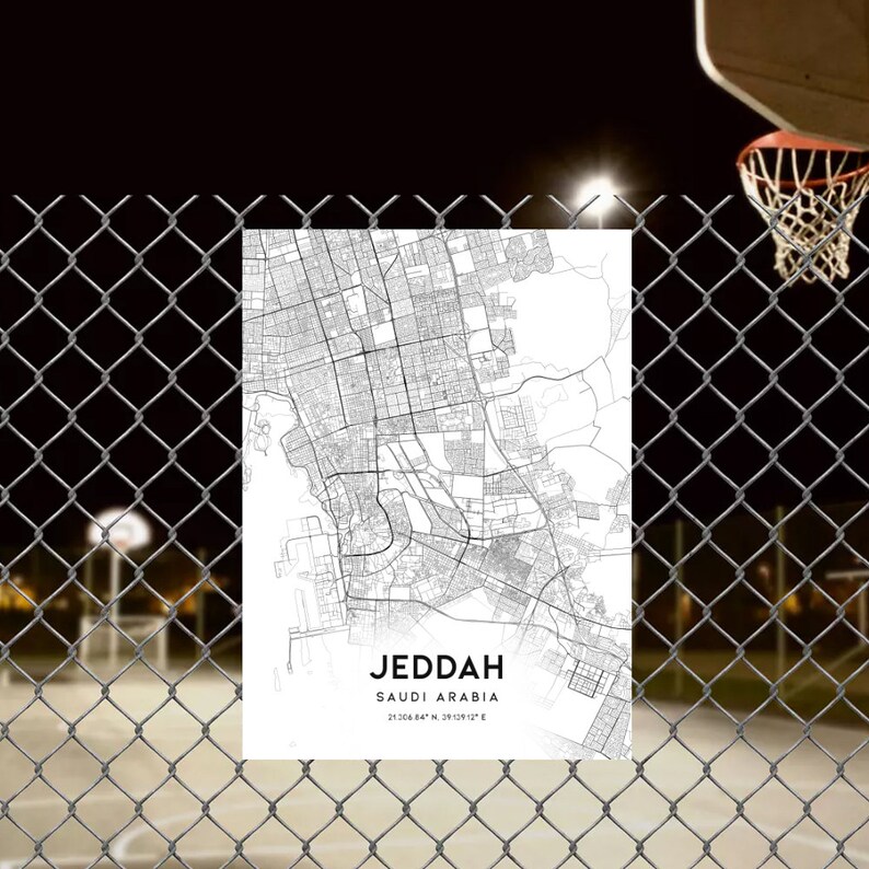 Jeddah Map Print Jeddah Map Poster Wall Art Jeddah Saudi Etsy