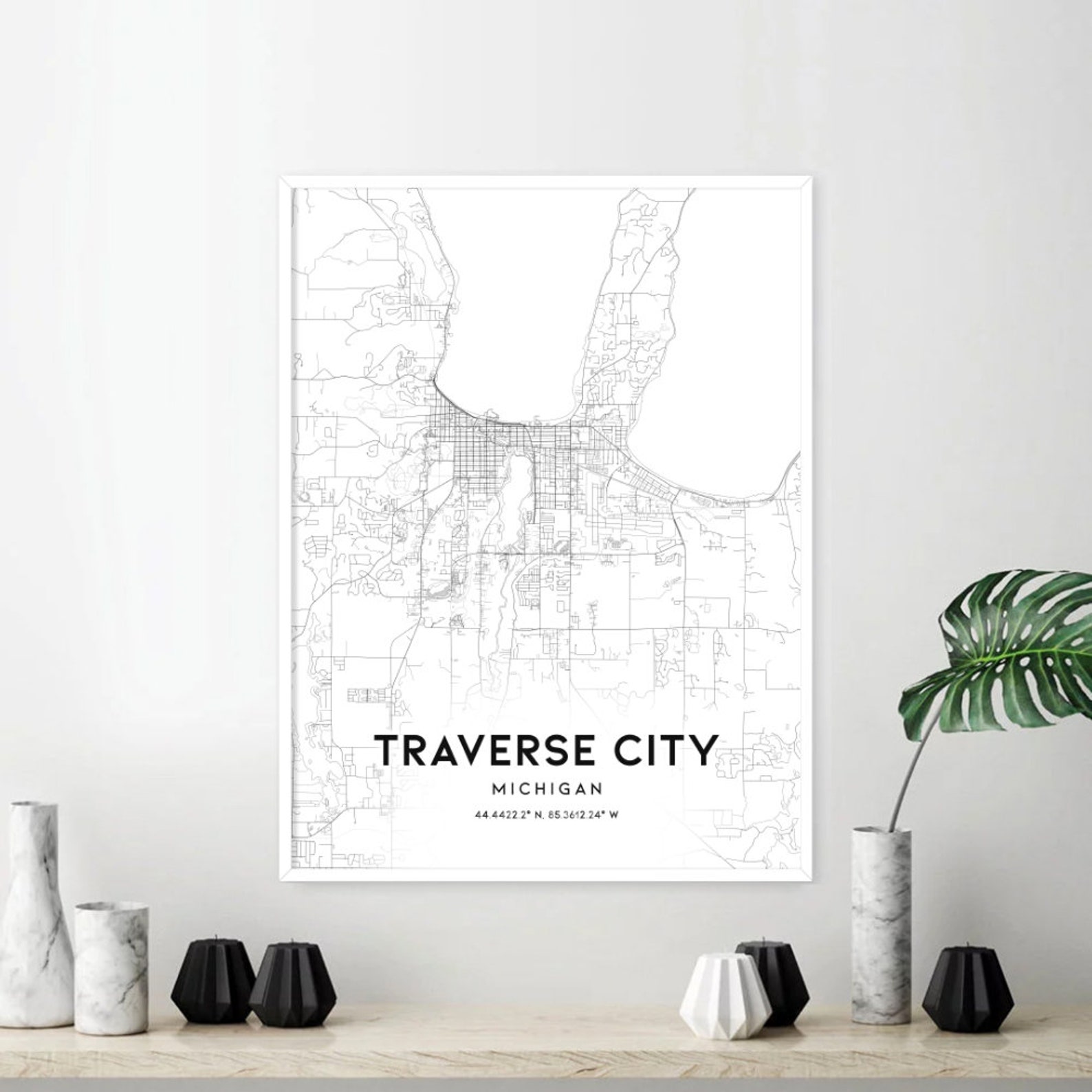 Traverse City Map Print Traverse City Map Poster Wall Art Mi Etsy